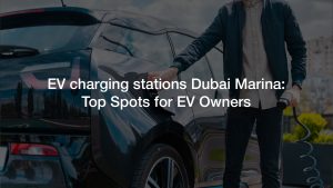 Electric cars charging at public EV charging stations Dubai