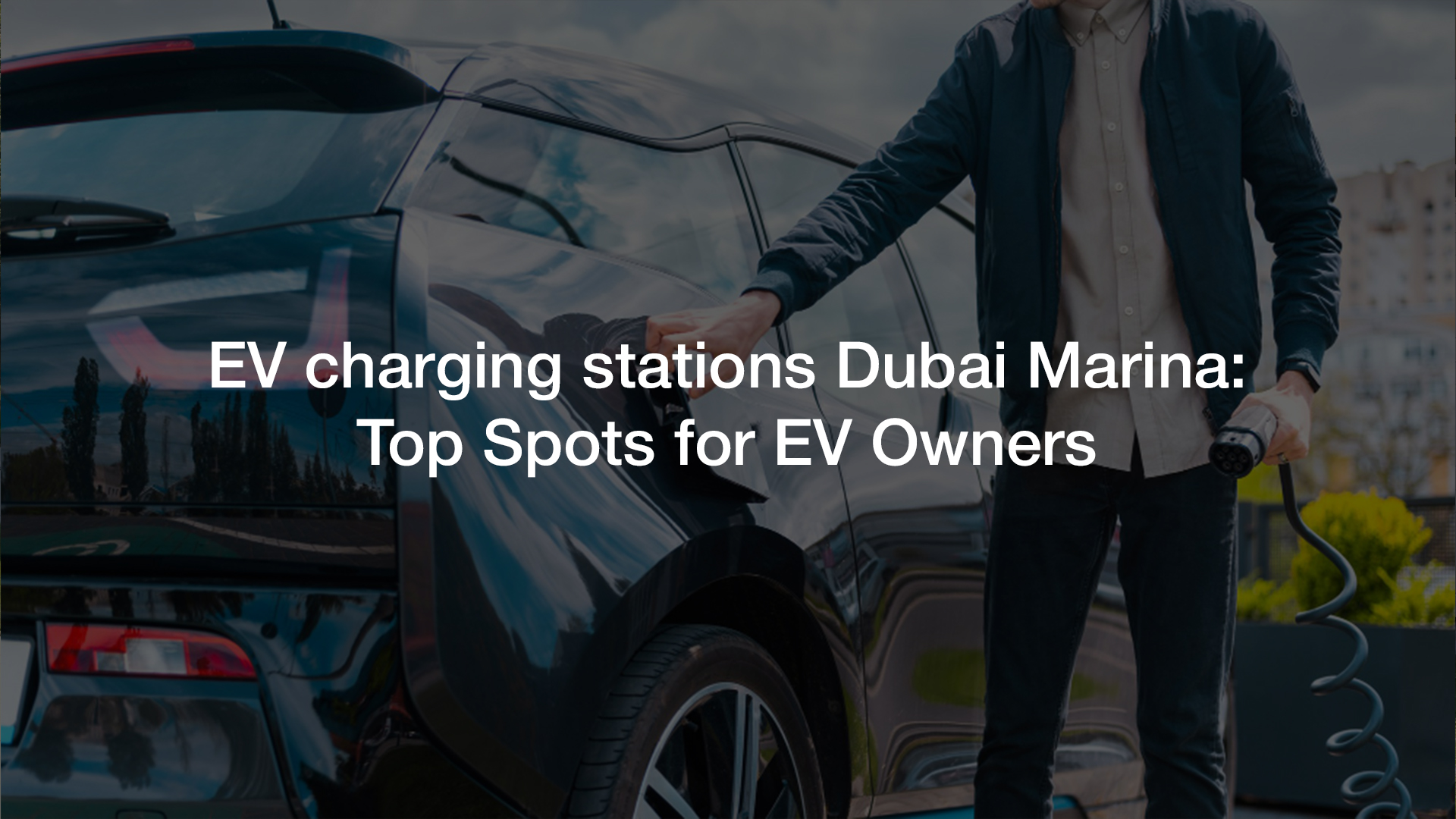 Electric cars charging at public EV charging stations Dubai