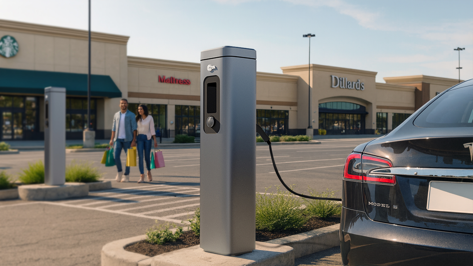 EV chargers Dubai Jumeirah network at a shopping mall parking zone