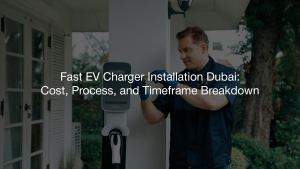 Fast EV Charger Installation setup being connected to an electric vehicle.