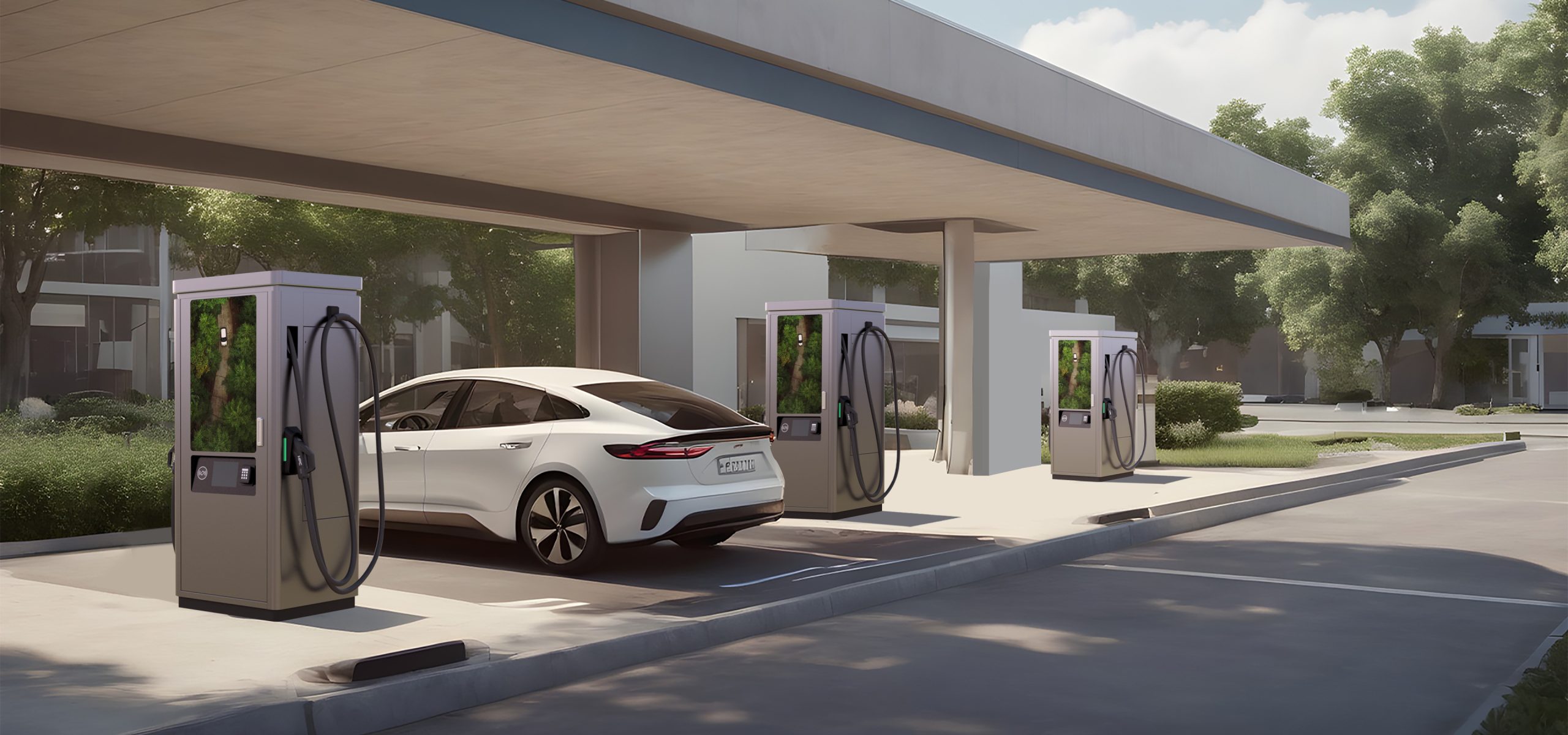 Smart EV Chargers in UAE active in a quiet residential parking area